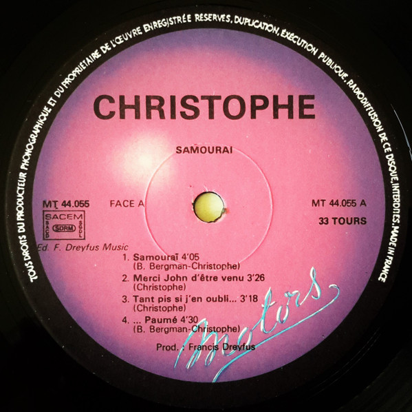 Christophe - Samouraï | Les Disques Motors (2933 202) - 4