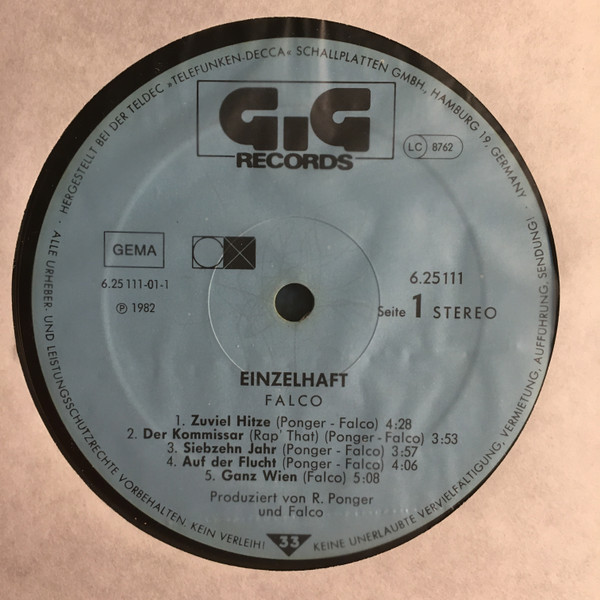 Falco - Einzelhaft | GiG Records (6.25111) - 3