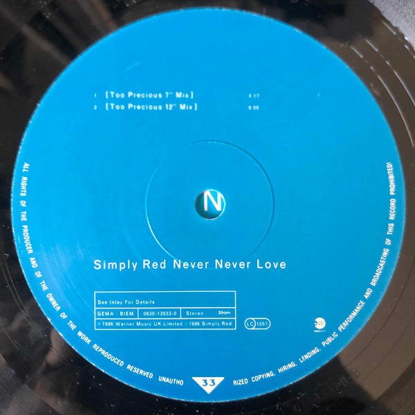 Simply Red - Never Never Love (The Remixes) | EastWest (0630-13933-0) - 3