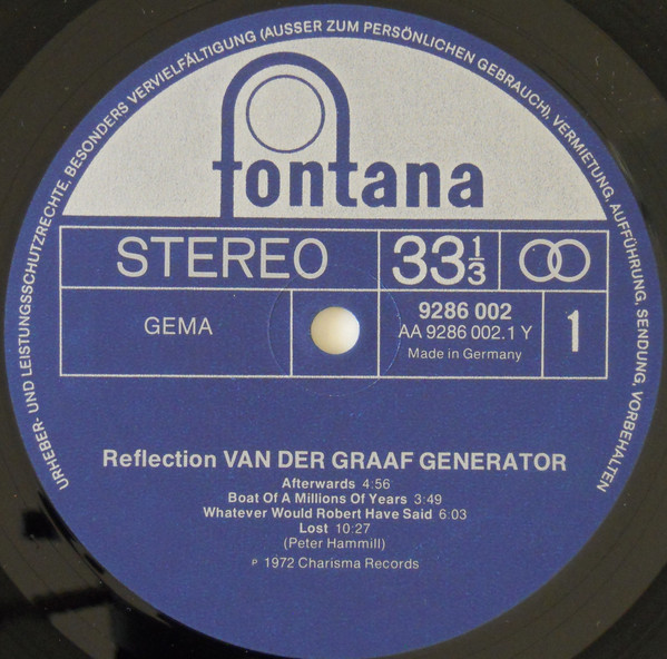Van Der Graaf Generator - Reflection | Fontana (9286 002) - 3 Van Der Graaf Generator - Reflection | Fontana (9286 002) - 3