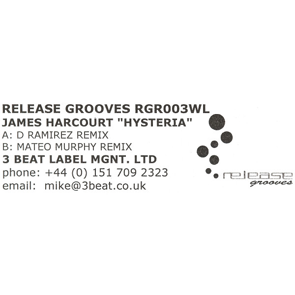 James Harcourt - Hysteria | Release Grooves (RGR 003) - main James Harcourt - Hysteria | Release Grooves (RGR 003) - main