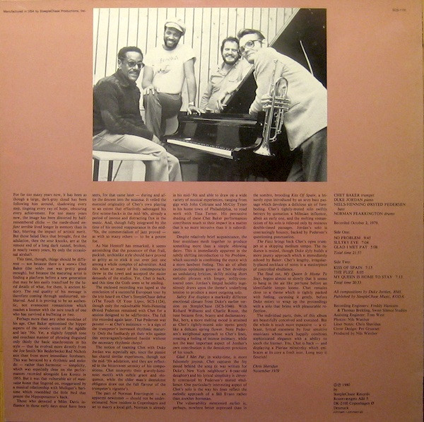 Chet Baker Quartet - No Problem | SteepleChase (SCS 1131) - 2