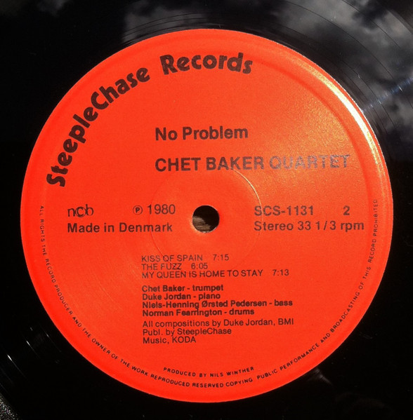 Chet Baker Quartet - No Problem | SteepleChase (SCS 1131) - 4