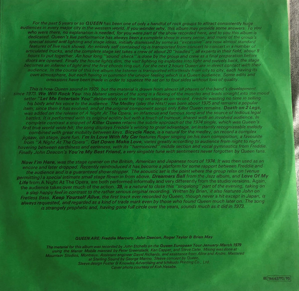 Queen - Live Killers | EMI (8E 166 62792/93) - 3