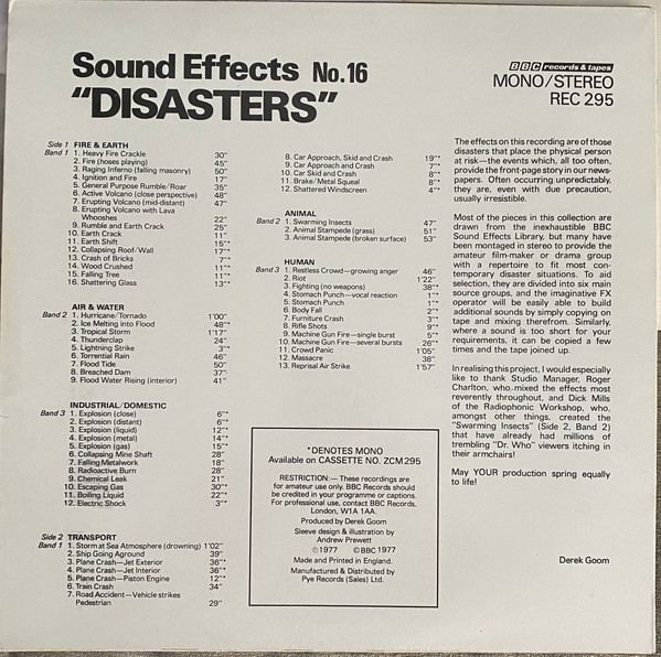 No Artist - Sound Effects No. 16 - Disasters | BBC Records (REC 295) - 2