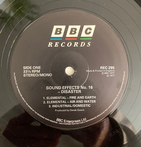 No Artist - Sound Effects No. 16 - Disasters | BBC Records (REC 295) - 3