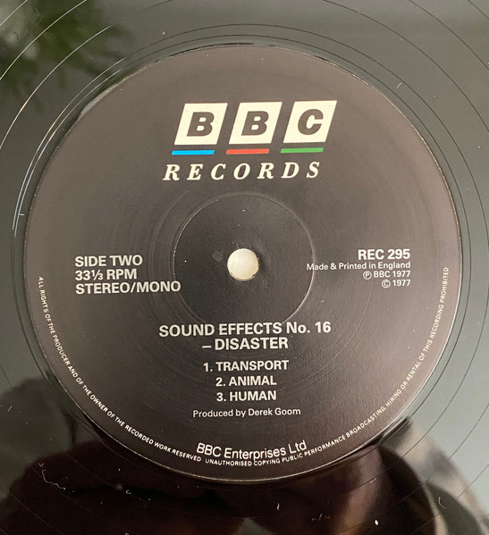 No Artist - Sound Effects No. 16 - Disasters | BBC Records (REC 295) - 4