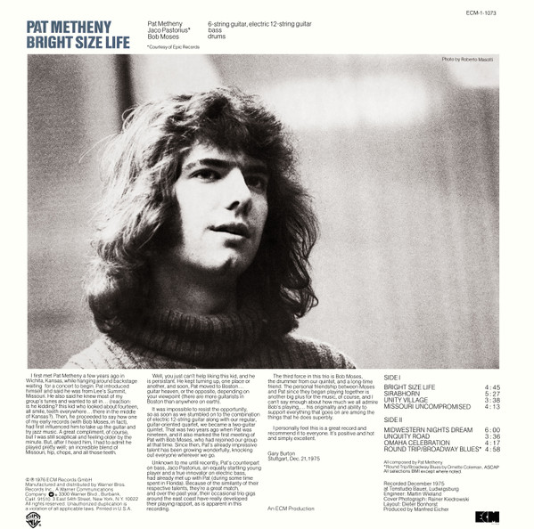 Pat Metheny - Bright Size Life | ECM Records (ECM-1-1073) - 2 Pat Metheny - Bright Size Life | ECM Records (ECM-1-1073) - 2