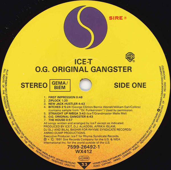 Ice-T - O.G. Original Gangster | Sire (7599-26492-1) - 3