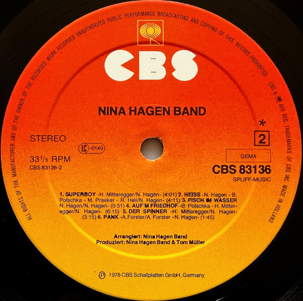 Nina Hagen Band - Nina Hagen Band | CBS (CBS 83136) - 4