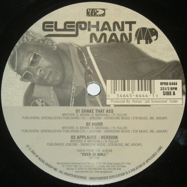 Elephant Man - Shake Dat Ass / Like You | VP Records (VPRD-6444)