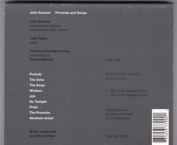 John Surman - Proverbs And Songs | ECM Records (ECM 1639) - 2 John Surman - Proverbs And Songs | ECM Records (ECM 1639) - 2