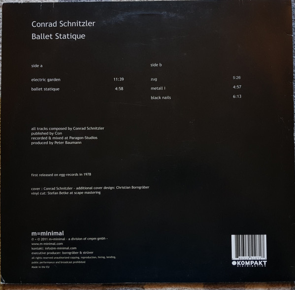 Conrad Schnitzler - Ballet Statique | M=Minimal (MM-004LP) - 2