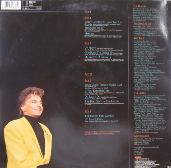 Barry Manilow - Live On Broadway | Arista (303 785) - 3