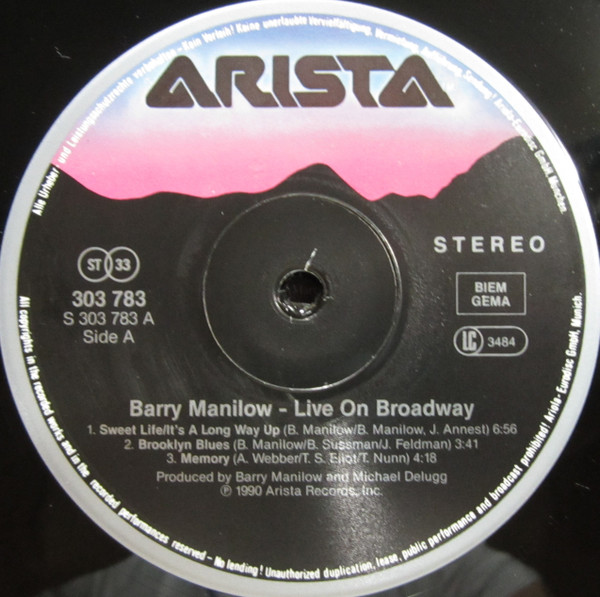 Barry Manilow - Live On Broadway | Arista (303 785) - 4