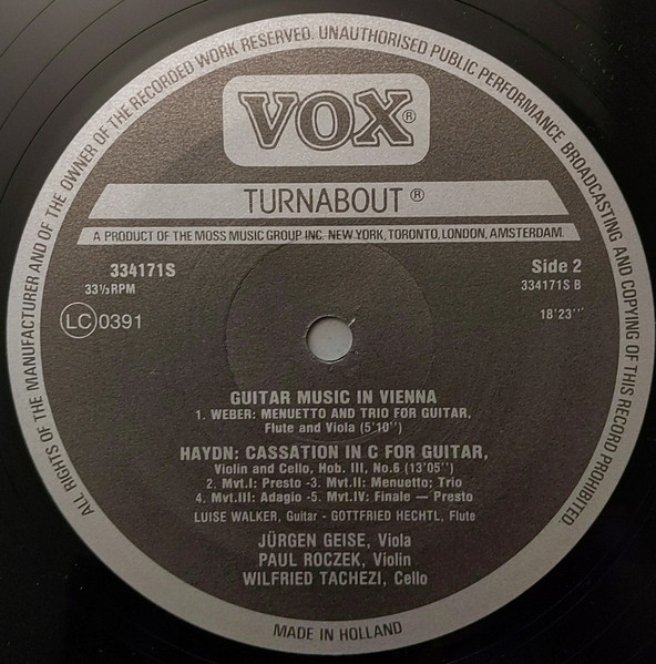 Franz Schubert , Carl Maria Von Weber , Joseph Haydn , Luise Walker - Guitar Music In Vienna | Turnabout (TV 34171S) - 4 Franz Schubert , Carl Maria Von Weber , Joseph Haydn , Luise Walker - Guitar Music In Vienna | Turnabout (TV 34171S) - 4