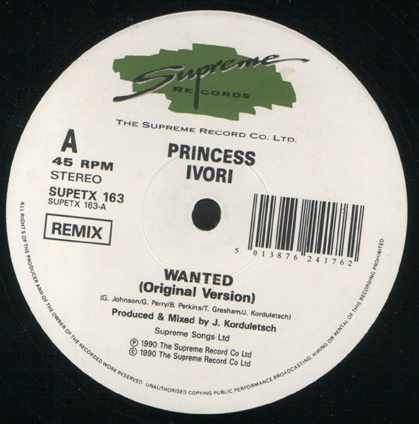 Princess Ivori - Wanted | Supreme Records (SUPETX 163)