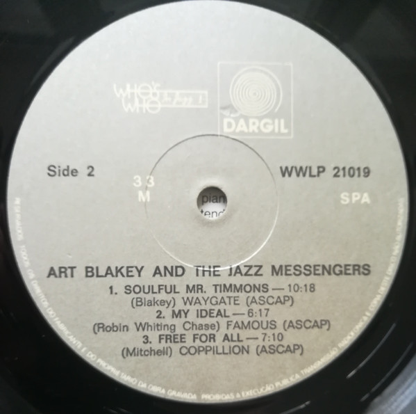 Art Blakey & The Jazz Messengers Featuring Wynton Marsalis - Live At Bubba's Jazz Restaurant | Dargil (WWLP 21019) - 4