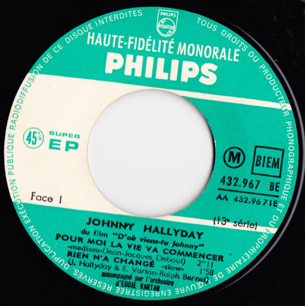Johnny Hallyday - Pour Moi La Vie Va Commencer | Philips (432.967 BE) - 3 Johnny Hallyday - Pour Moi La Vie Va Commencer | Philips (432.967 BE) - 3