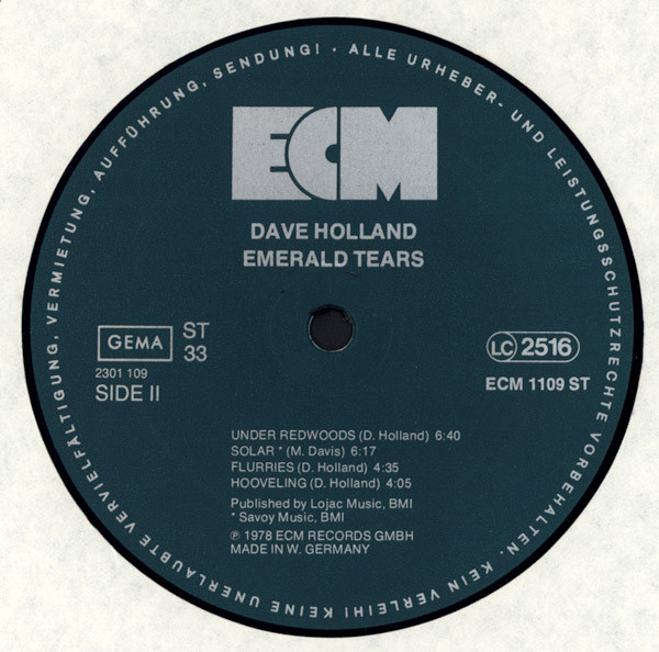Dave Holland - Emerald Tears | ECM Records (ECM 1109) - 4 Dave Holland - Emerald Tears | ECM Records (ECM 1109) - 4