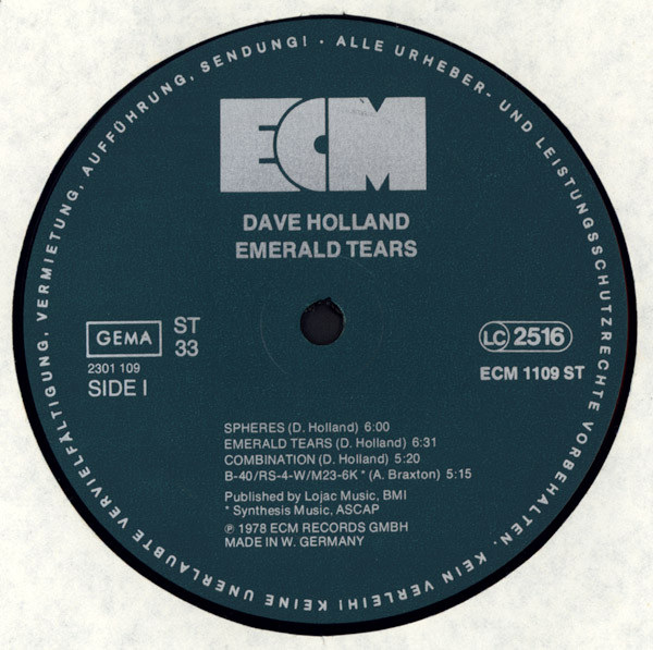 Dave Holland - Emerald Tears | ECM Records (ECM 1109) - 3 Dave Holland - Emerald Tears | ECM Records (ECM 1109) - 3