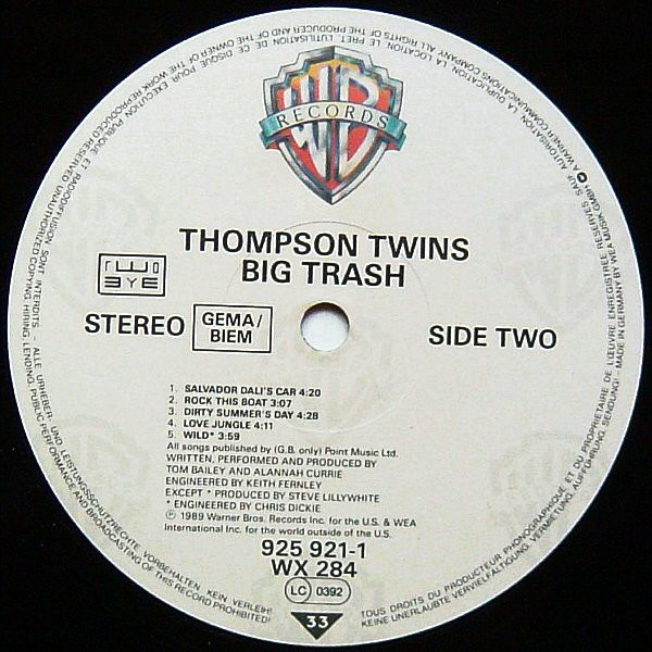 Thompson Twins - Big Trash | Warner Bros. Records (925 921-1) - 4