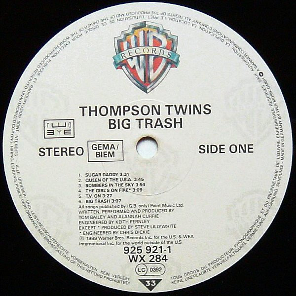 Thompson Twins - Big Trash | Warner Bros. Records (925 921-1) - 3