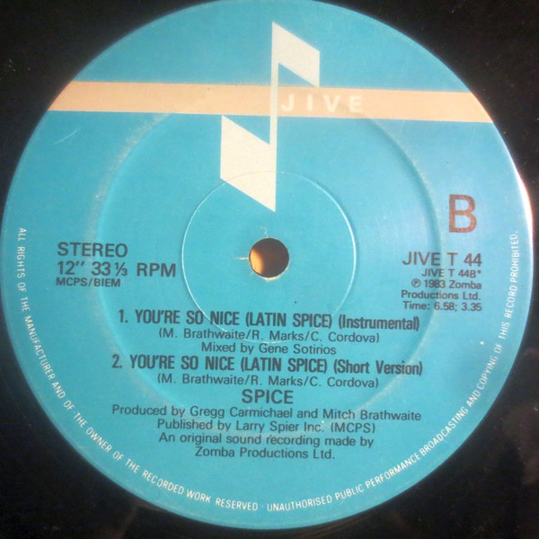 Spice - You're So Nice (Latin Spice) | Jive (JIVE T 44) - 2 Spice - You're So Nice (Latin Spice) | Jive (JIVE T 44) - 2