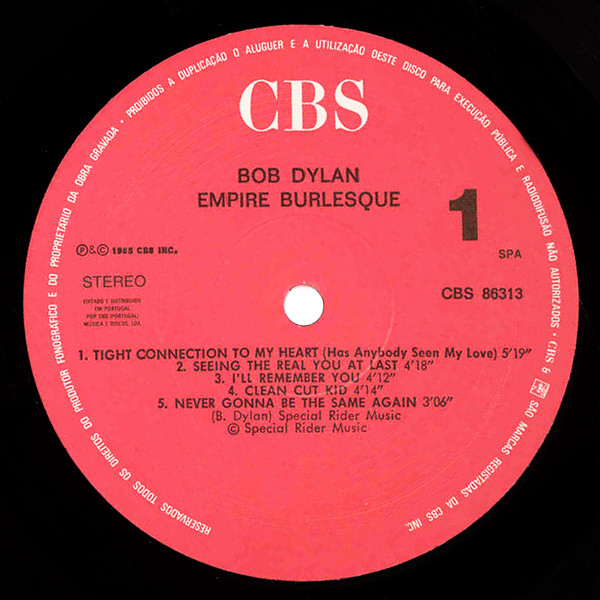Bob Dylan - Empire Burlesque | CBS (86313) - 4