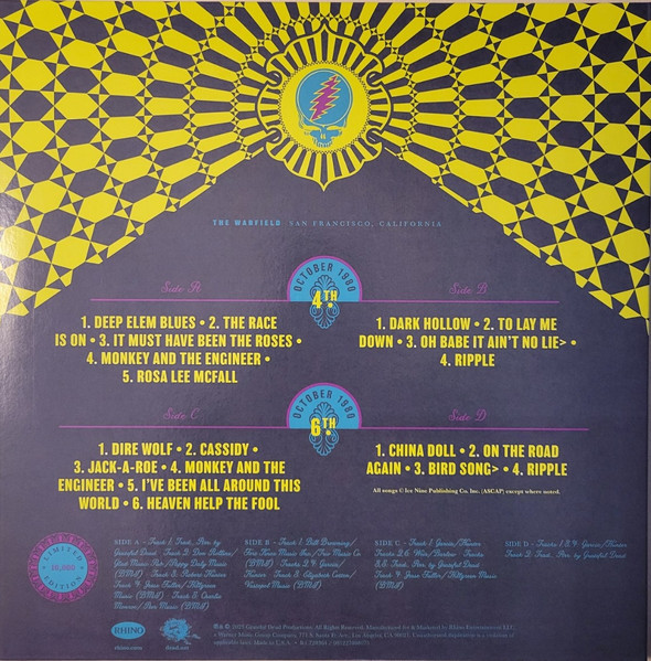 The Grateful Dead - The Warfield - San Francisco, CA Oct 4&6 1980 | Rhino Records (R1 728364) - 3