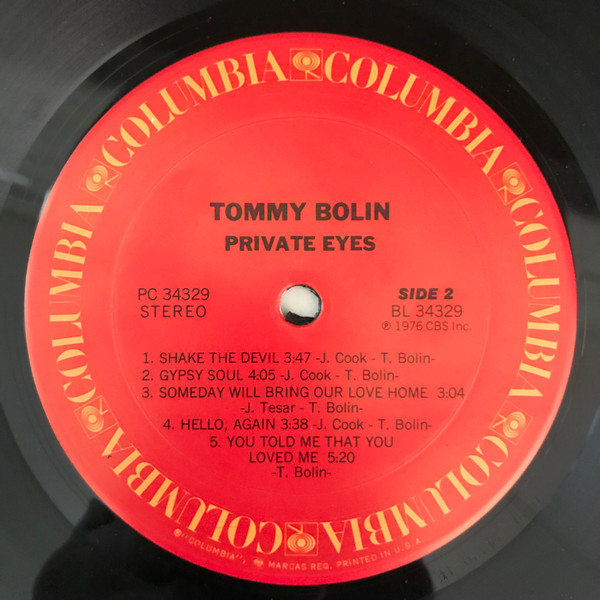 Tommy Bolin - Private Eyes | Columbia (C 34329) - 4 Tommy Bolin - Private Eyes | Columbia (C 34329) - 4