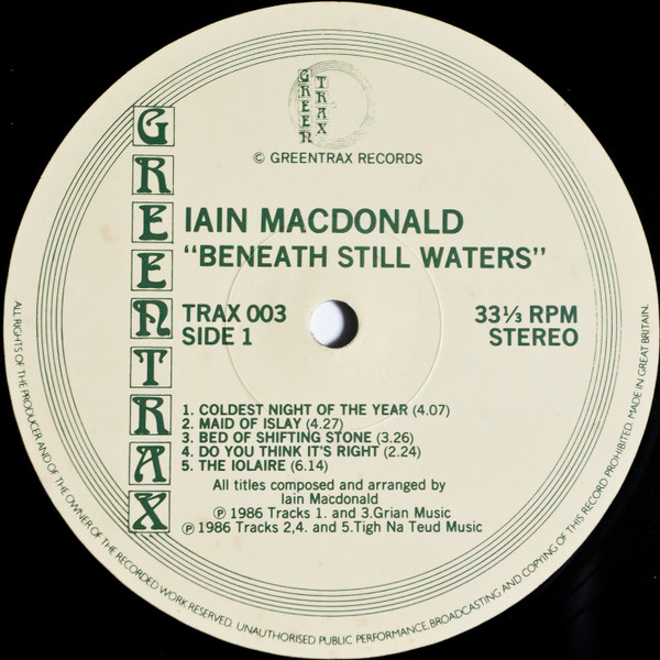 Iain MacDonald - Beneath Still Waters | Greentrax (TRAX 003) - 3