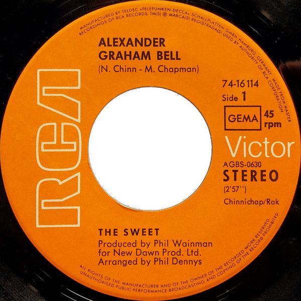 The Sweet - Alexander Graham Bell | RCA Victor (74-16 114) - 3
