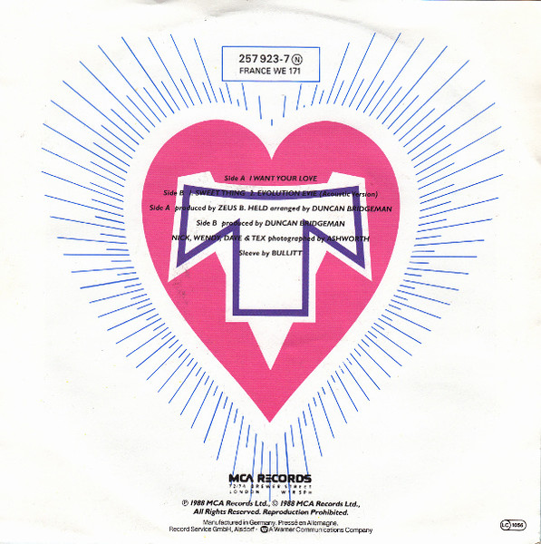 Transvision Vamp - I Want Your Love | MCA Records (257 923-7) - 2 Transvision Vamp - I Want Your Love | MCA Records (257 923-7) - 2