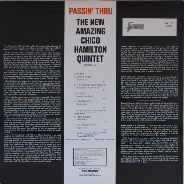 The Chico Hamilton Quintet - Passin' Thru | Jasmine Records (JAS 17) - 2 The Chico Hamilton Quintet - Passin' Thru | Jasmine Records (JAS 17) - 2