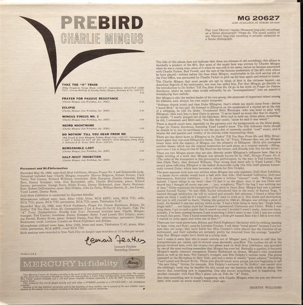 Charles Mingus - Pre-Bird | Mercury (MG 20627) - 2 Charles Mingus - Pre-Bird | Mercury (MG 20627) - 2