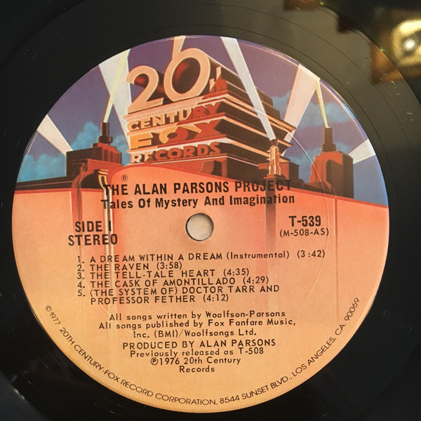 The Alan Parsons Project - Tales Of Mystery And Imagination - Edgar Allen Poe - Vinilo | 20th Century Fox Records (T-539) - 3