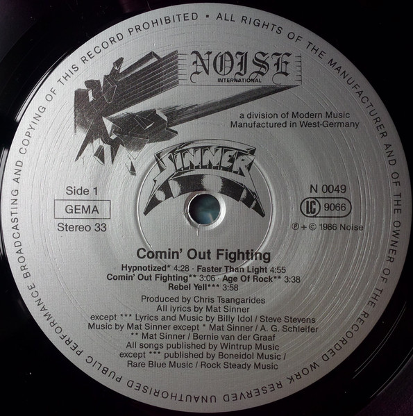 Sinner - Comin' Out Fighting | Noise International (N 0049) - 3 Sinner - Comin' Out Fighting | Noise International (N 0049) - 3