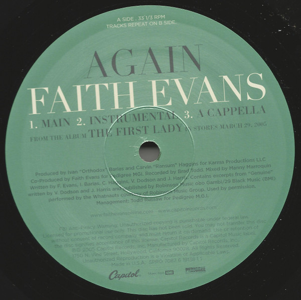Faith Evans - Again | Capitol Records (SPRO 7087 6 19138 1 1) - 2 Faith Evans - Again | Capitol Records (SPRO 7087 6 19138 1 1) - 2