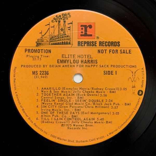 Emmylou Harris - Elite Hotel | Reprise Records (MS 2236) - 3