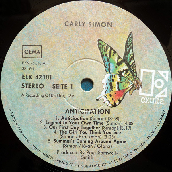 Carly Simon - Anticipation | Exulta (ELK 42 101) - 3 Carly Simon - Anticipation | Exulta (ELK 42 101) - 3