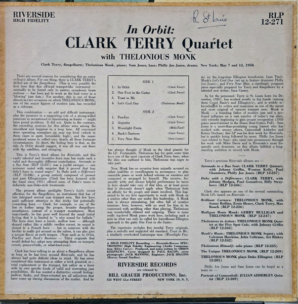 Clark Terry With Thelonious Monk - In Orbit | Riverside Records (RLP 12-271) - 2 Clark Terry With Thelonious Monk - In Orbit | Riverside Records (RLP 12-271) - 2