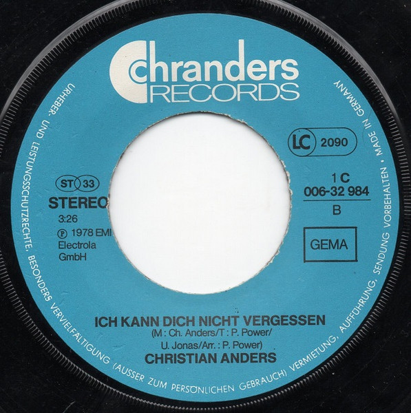 Christian Anders - Verliebt In Den Lehrer | Chranders Records (1C 006-32 984) - 4