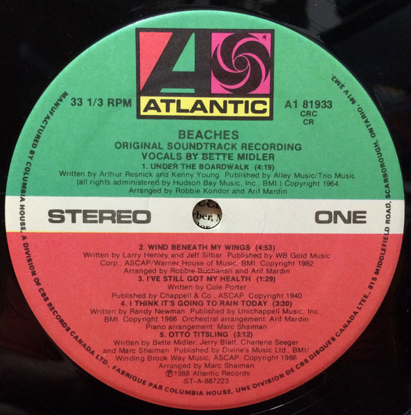 Bette Midler - Beaches (Original Soundtrack Recording) [Vinyl] | Atlantic (81933-1) - 3