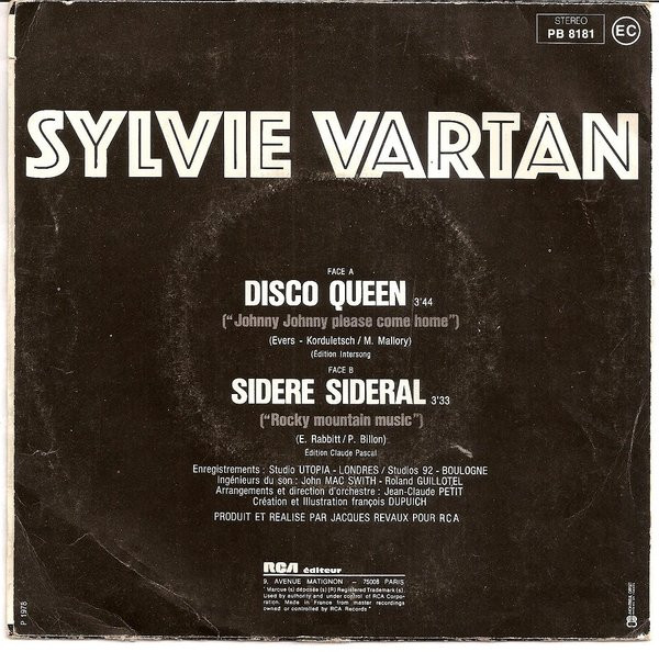 Sylvie Vartan - Disco Queen / Sidéré Sidéral | RCA Victor (PB 8181) - 2 Sylvie Vartan - Disco Queen / Sidéré Sidéral | RCA Victor (PB 8181) - 2