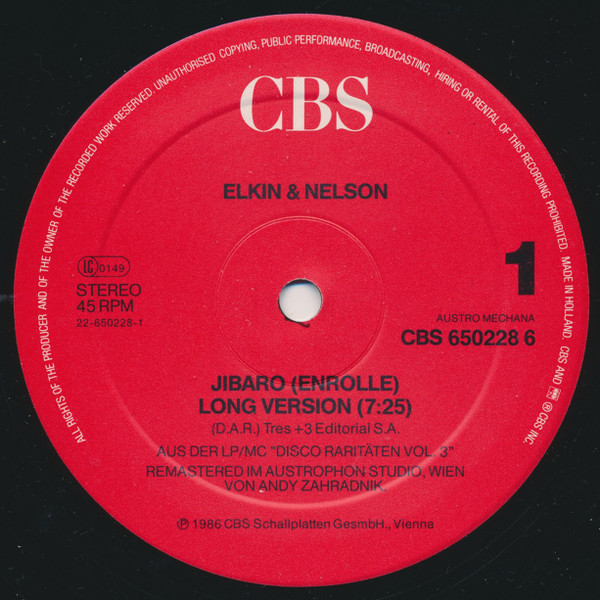 Elkin & Nelson - Jibaro | CBS (CBS 650228 6) - 3