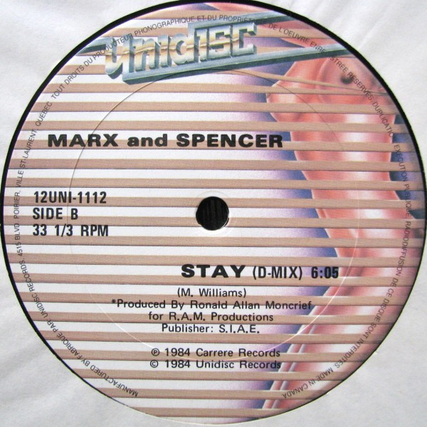 Marx & Spencer - Stay (12") [Vinyl] | Unidisc (12UNI-1112) - 2