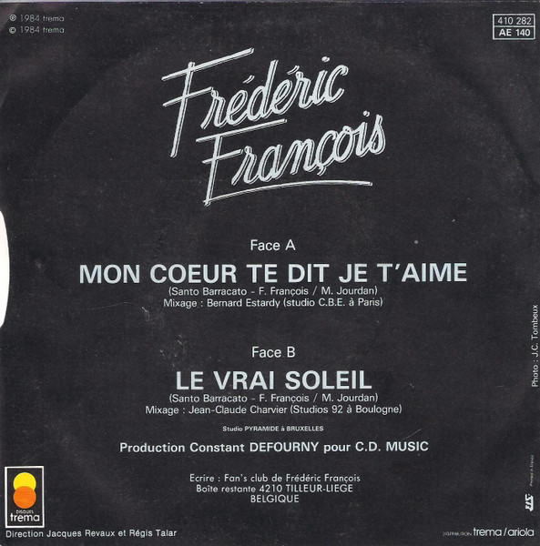 Frédéric François - Mon Coeur Te Dit Je T'aime | Trema (410 282) - 2