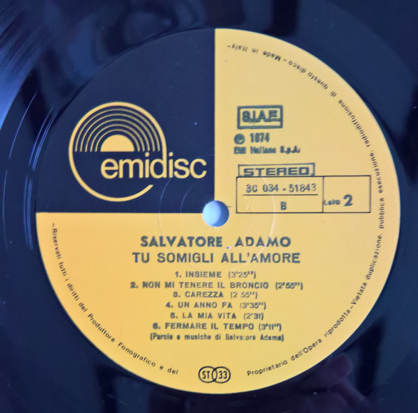 Adamo - Tu Somigli All'Amore | Emidisc (3C 034 - 51843) - 4