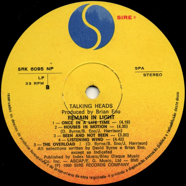 Talking Heads - Remain In Light | Sire (SRK 6095 NP) - 3